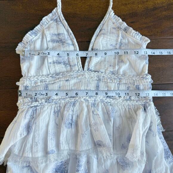 LoveShackFancy NWT Briar Blue Metallic Floral Halter Maxi Dress size 4 - Picture 10 of 16